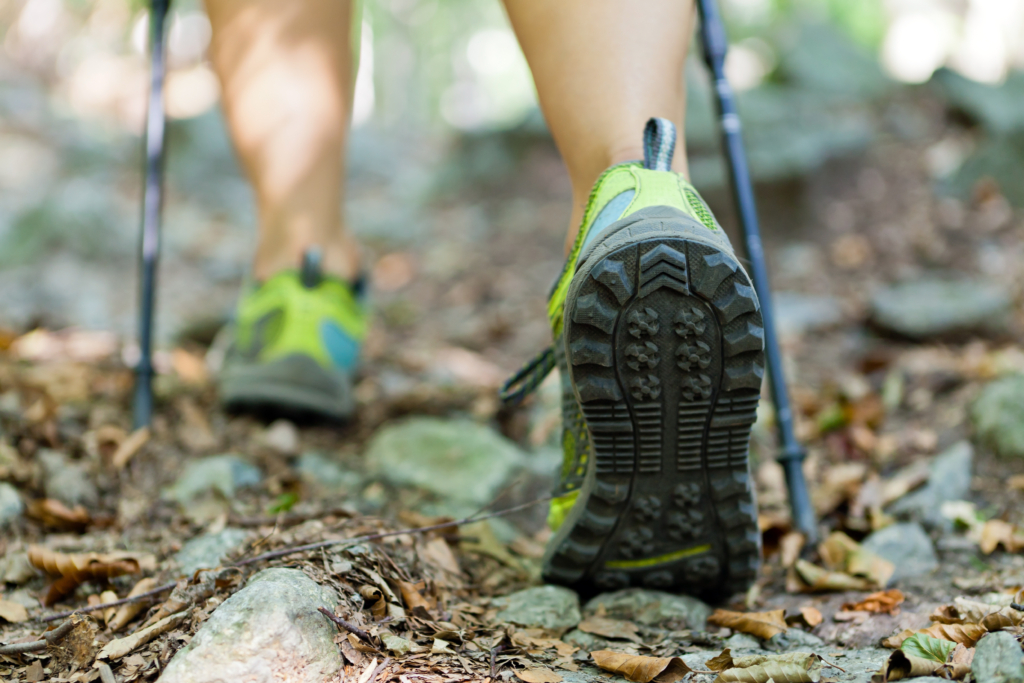 Woman exercising in forest